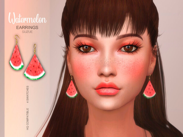 The Sims Resource: Watermelon Earrings by Suzue