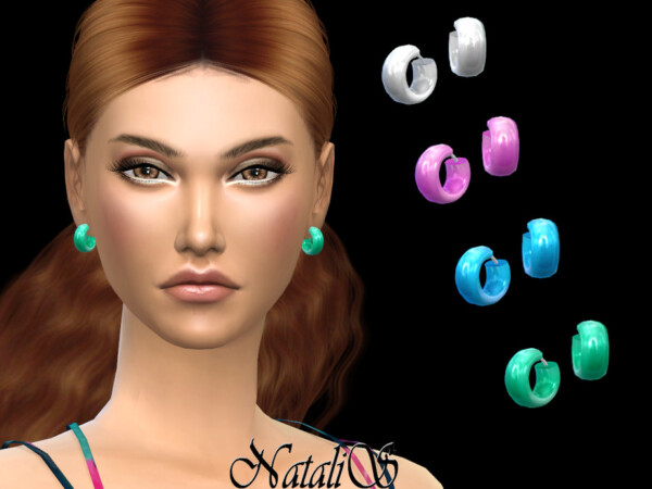 The Sims Resource: Wide enamel hoop earrings by NataliS