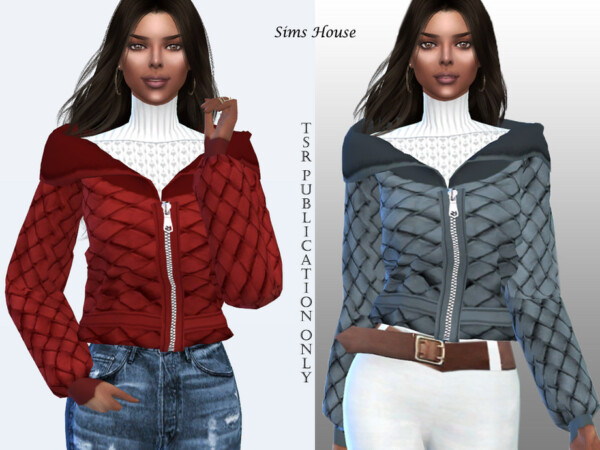 The Sims Resource: Womens jacket with a zipper with a white sweater by Sims House