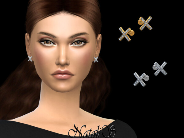 The Sims Resource: X shaped stud earrings by NataliS