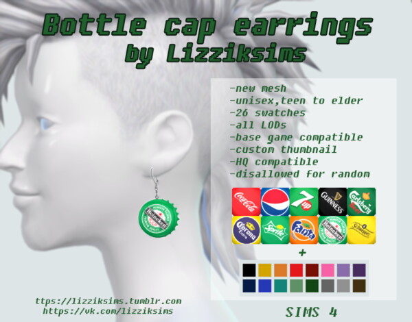 Bottle cap earring from Lizzik Sims