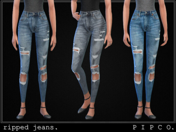 The Sims Resource: Ripped jeans set by Pipco