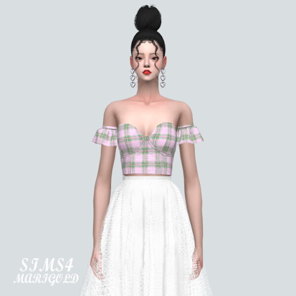 Tiered Sleeves Off Shoulder Crop Top V2 from SIMS4 Marigold