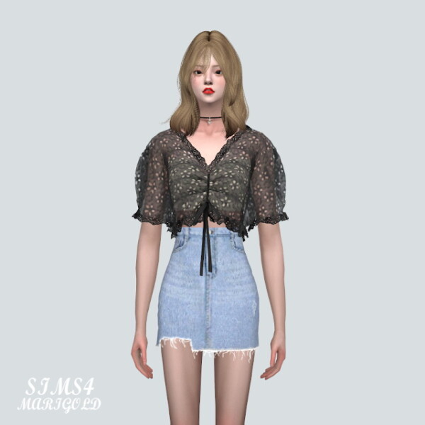 P Lace Shirring Blouse from SIMS4 Marigold