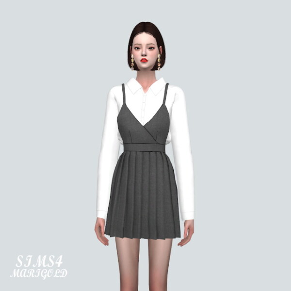 A Pleats Mini Dress With Shirts from SIMS4 Marigold