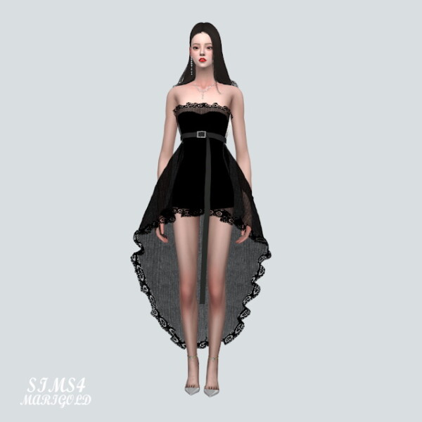 U Lace Mini Dress With Belt V3 from SIMS4 Marigold