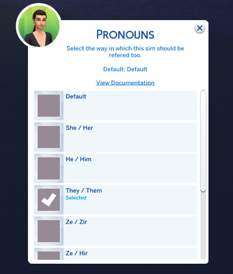 Refer Non Binary Pronouns by NeonOcean from Mod The Sims