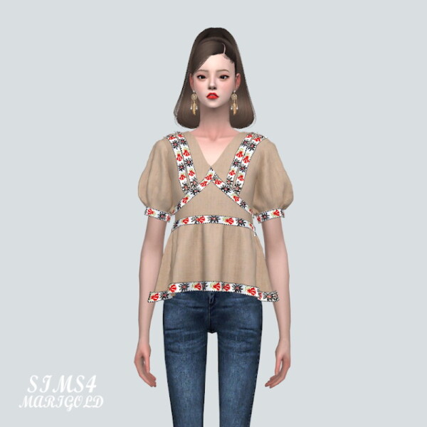 A Flower Lace Blouse V2 from SIMS4 Marigold
