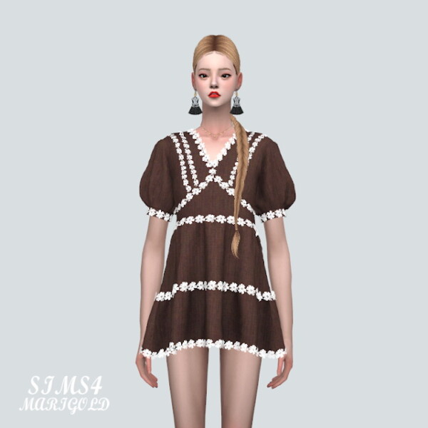 A Flower Lace Mini Dress from SIMS4 Marigold
