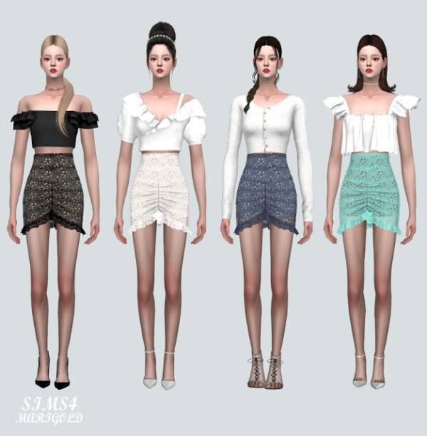 P Lace Shirring Mini Skirt from SIMS4 Marigold