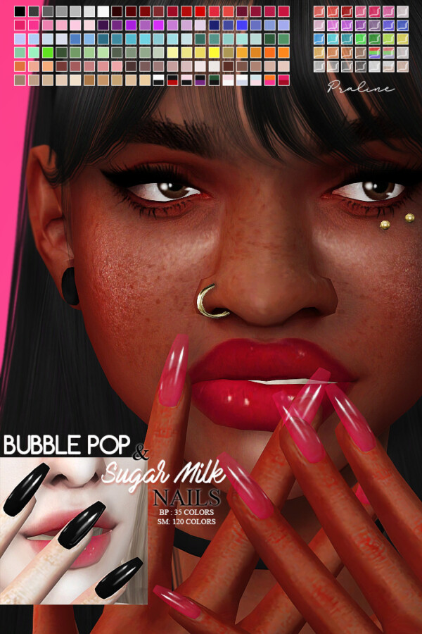 Bubble pop and Sugar Milk Nails from Praline Sims
