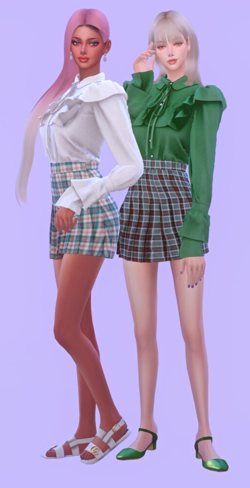 Frill Blouse None Lace and Sleeves Shape from Newen • Sims 4 Downloads