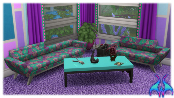 Fat Bottom Sofa and Loveseat Retro Floral Prints Collection by Wykkyd from Mod The Sims