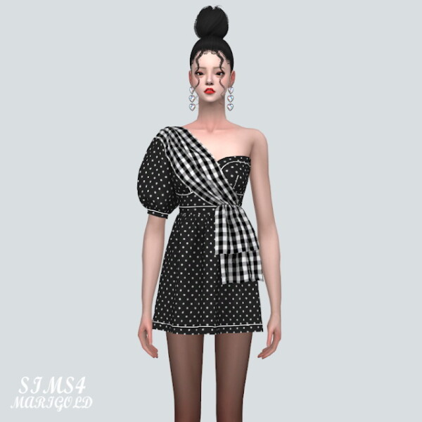 A Unbalance Puff Sleeves Mini Dress from SIMS4 Marigold