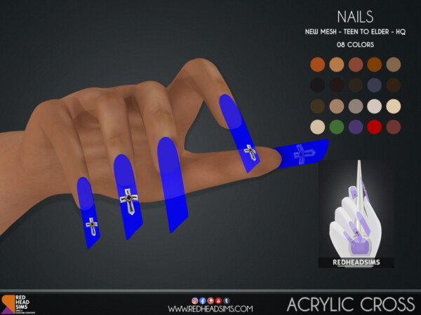 Acrylic Cross Nails from Red Head Sims