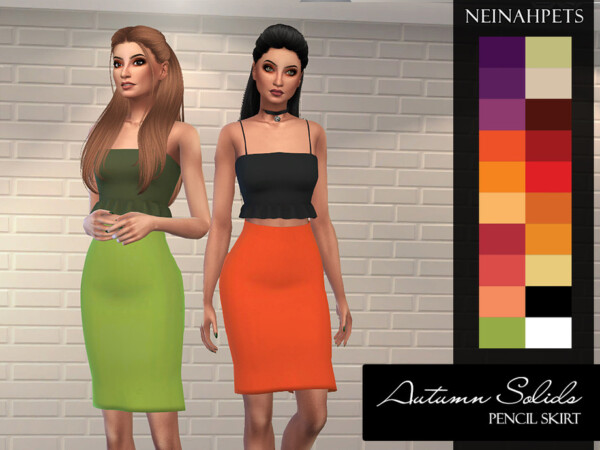 Autumn Solids Pencil Skirt by neinahpets from TSR