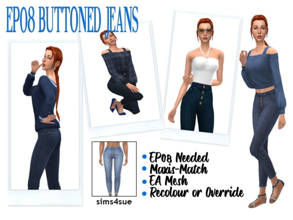Buttoned Jeans Recolored from Sims 4 Sue