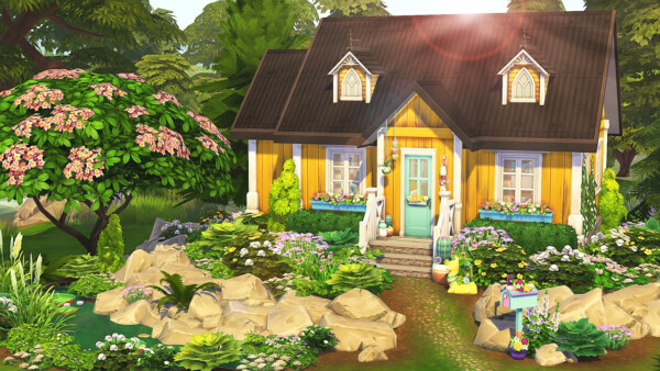 Cozy pastel grandma cottage from Aveline Sims