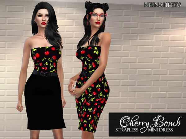 Cherry Bomb Mini Strapless Dress by neinahpets from TSR