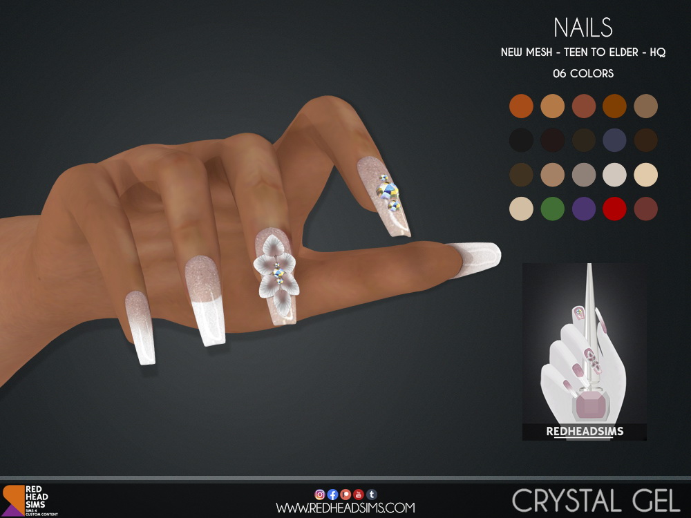 Crystal Gel Nails from Red Head Sims • Sims 4 Downloads
