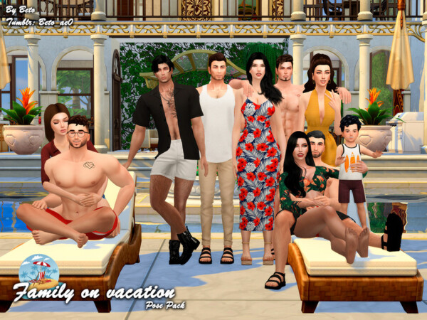Family on Vacation   Pose Pack by Beto ae0 from TSR
