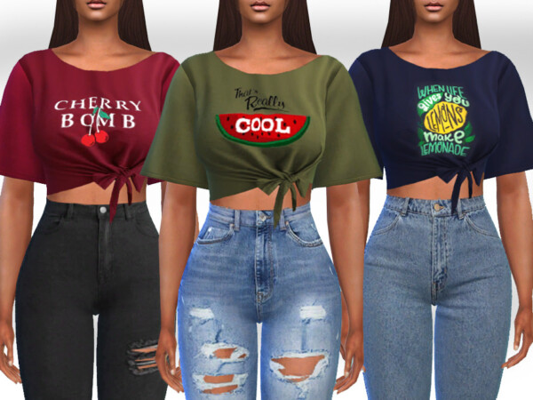 Farm Fruits Front Tied Crop Mesh Tops by Saliwa from TSR
