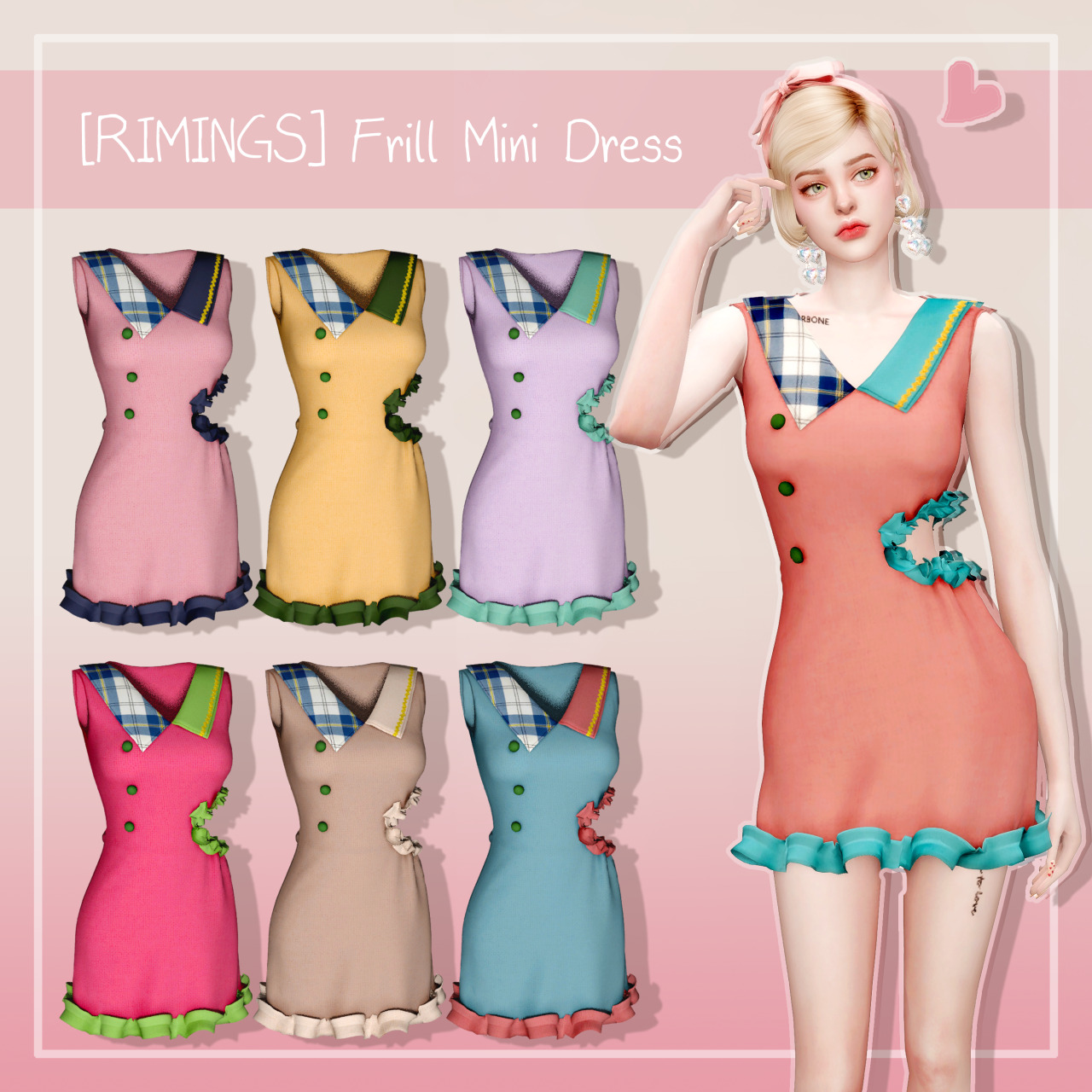 Lana Cc Finds Marymory Frill Dress Sims 4 Dresses Frill Dress Dresses ...