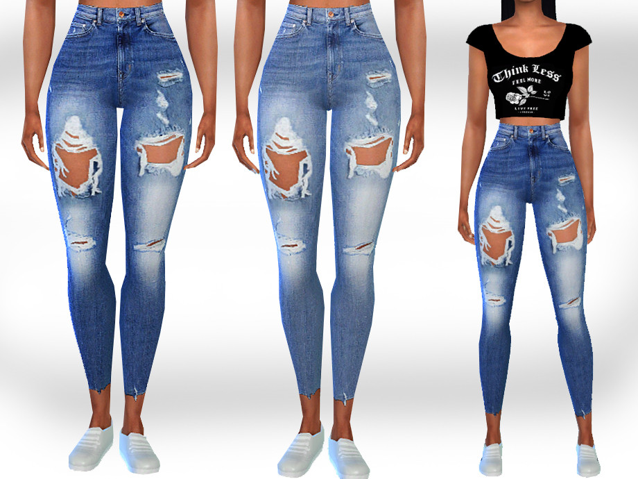 Full Ripped Jeans By Saliwa From Tsr • Sims 4 Downloads