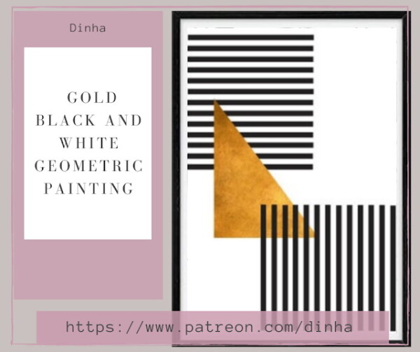 Gold Black and White Geometric Painting from Dinha Gamer