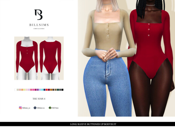 Long Sleeve Buttoned Up Bodysuit by Bill Sims from TSR