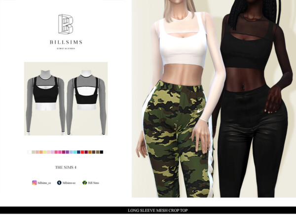 Long Sleeve Mesh Crop Top by Bill Sims from TSR