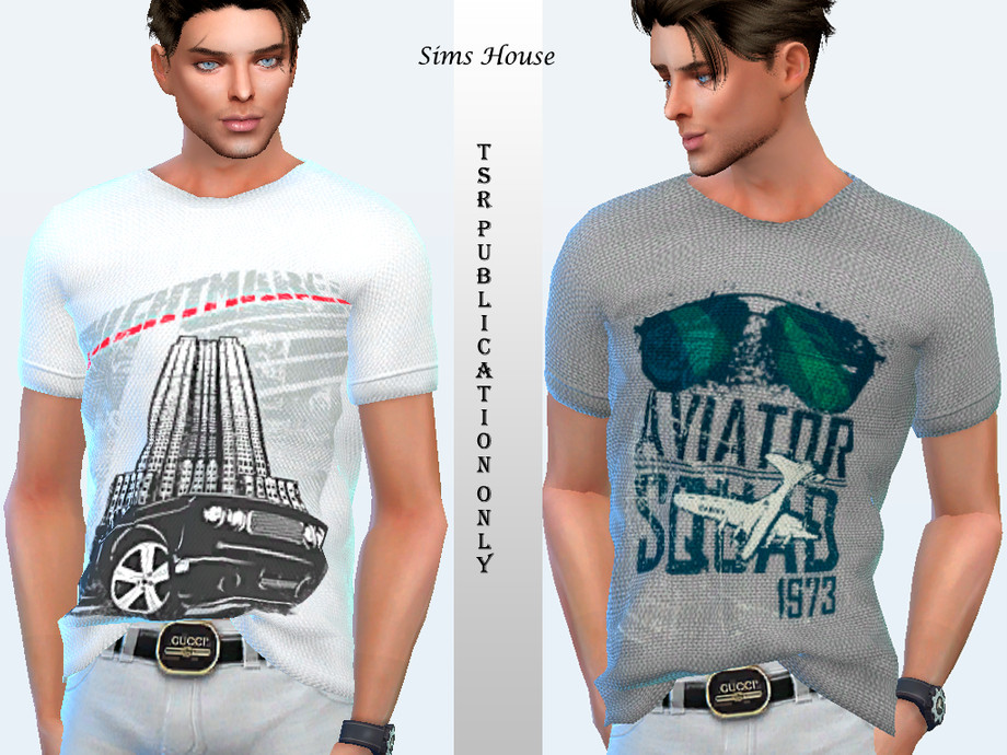 Men's T-shirt with car print by Sims House from TSR • Sims 4 Downloads