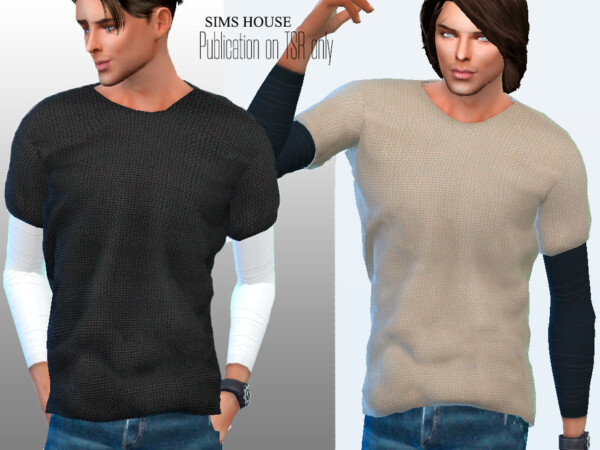 Mens T shirt with long sleeves without print by Sims House from TSR