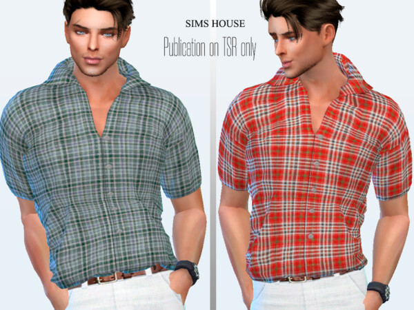 Mens check short sleeve shirt by Sims House from TSR