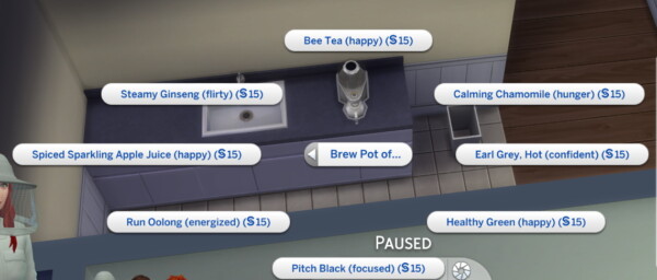 Moods now listed next to the tea by plzsaysike from Mod The Sims
