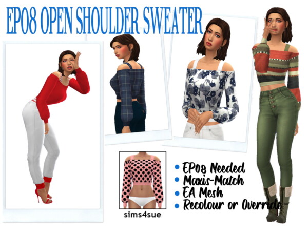 Open shoulder Sweater Discover from Sims 4 Sue