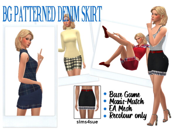 Patterned Denim Skirt recolored from Sims 4 Sue