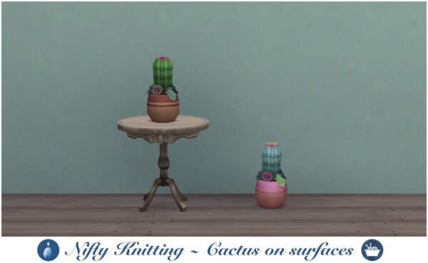 Place knitted cactus on surfaces by Narcolepzzzy from Mod The Sims