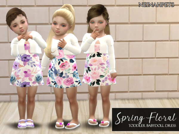 Spring Floral Toddler Babydoll Dress by neinahpets from TSR