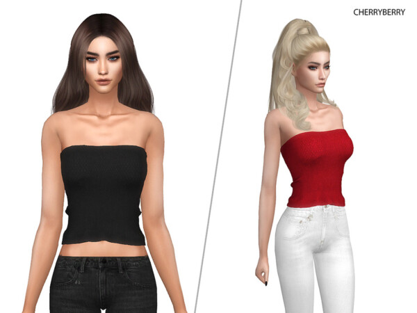 Strapless Formal Blouse by CherryBerrySim from TSR • Sims 4 Downloads