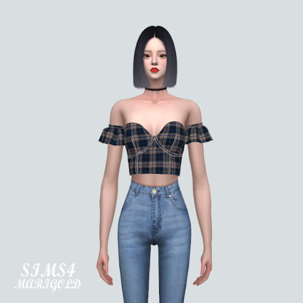 Tiered Sleeves Off Shoulder Crop Top V2 from SIMS4 Marigold