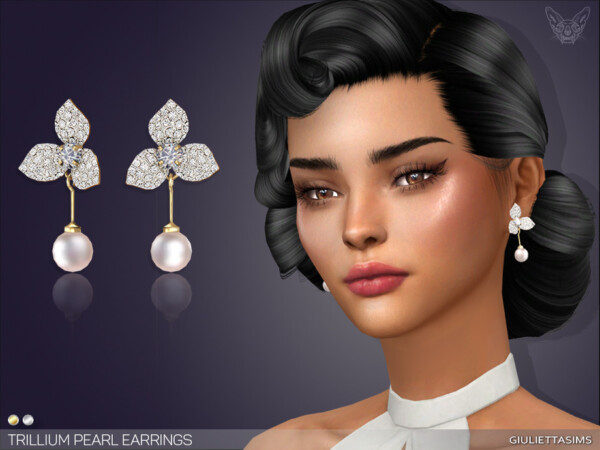 Trillium Pearl Earrings by feyona from TSR