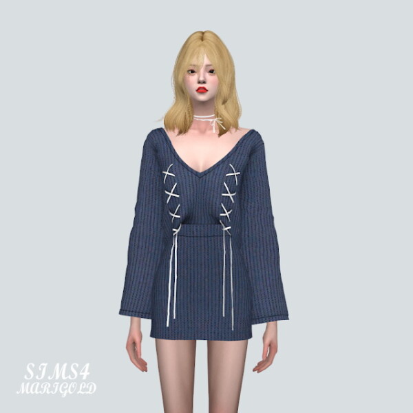 Z Lace Up Knit 2 Piece Mini V from SIMS4 Marigold