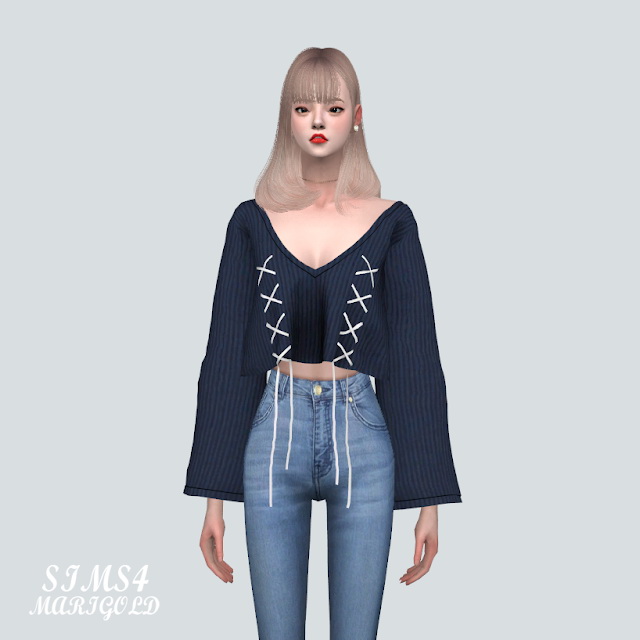 Z Lace-Up Sweater from SIMS4 Marigold • Sims 4 Downloads