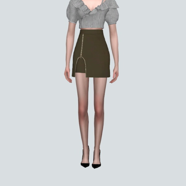Zipper Slit Mini Skirt from SIMS4 Marigold