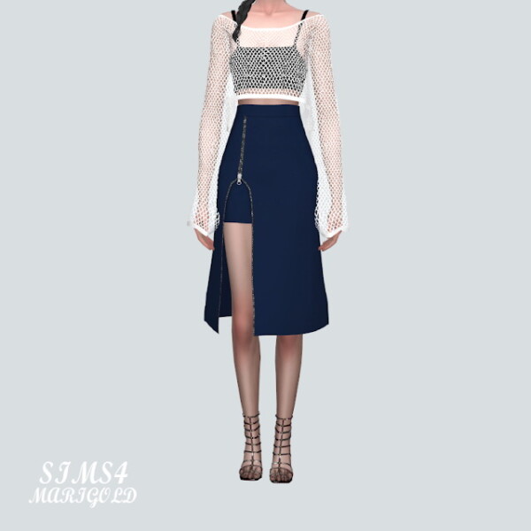Zipper Slit Midi Skirt from SIMS4 Marigold