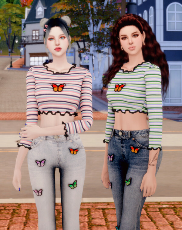 Butterlfy top and jeans from Rimings