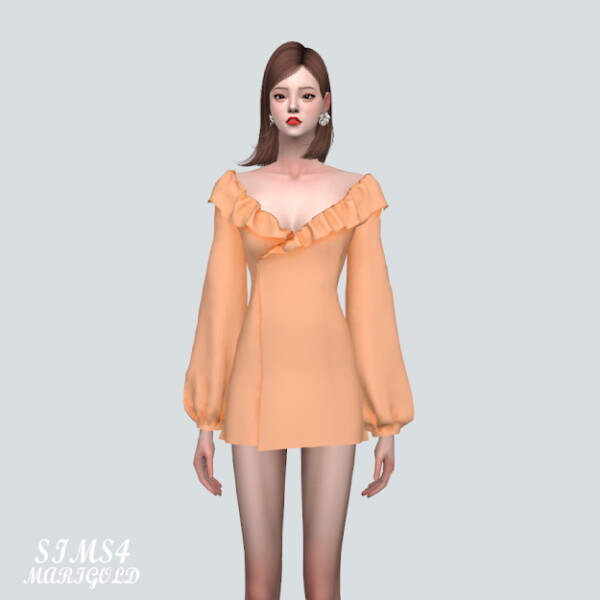 DD Off Shoulder Frill Mini Dress V2 from SIMS4 Marigold