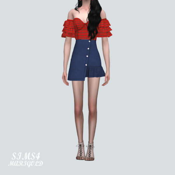 A Unbalance Denim Mini Skirt from SIMS4 Marigold