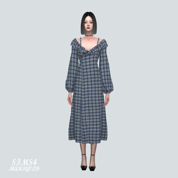 DD Off Shoulder Frill Long Dress from SIMS4 Marigold